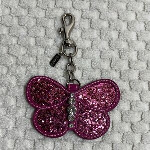 Pink Glitter Butterfly Keychain